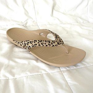 Crocs Women's Leopard Print Flip Flops size 10